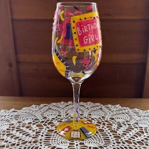 Lolita Yellow Wine Glass with Red Script